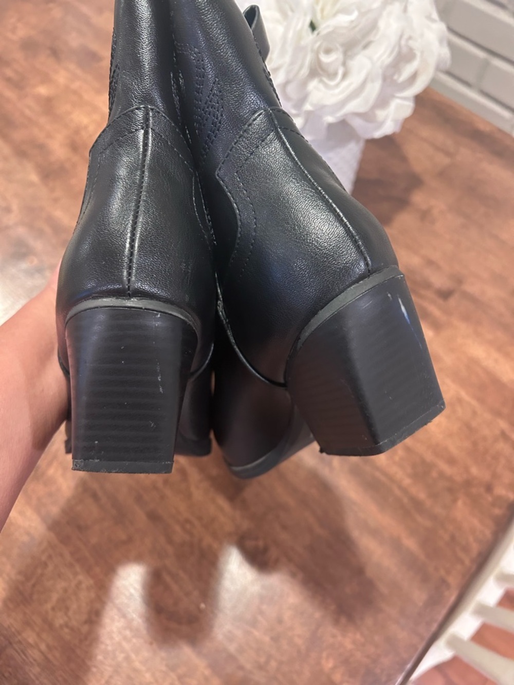 Soda Black Western-Style Block Heel Ankle Boot - Picture 4 of 7